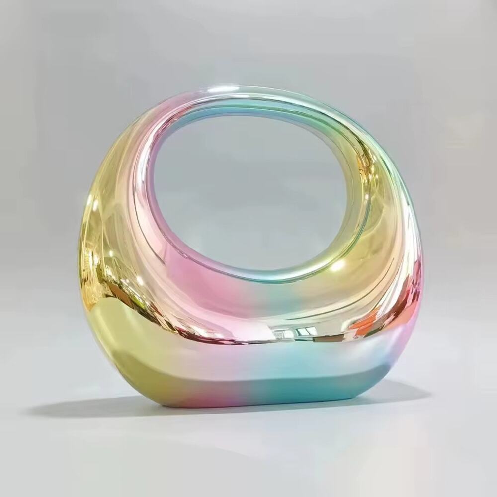 Beautiful Chic Rainbow Evening Clutch Handbag w/ crossbody chain strap